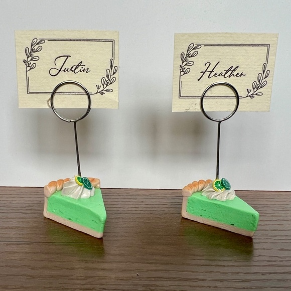 Key Lime Pie Place Card Holders - Set of 2 Hand-Sculpted Table Decor - Name Card - Picture 7 of 13